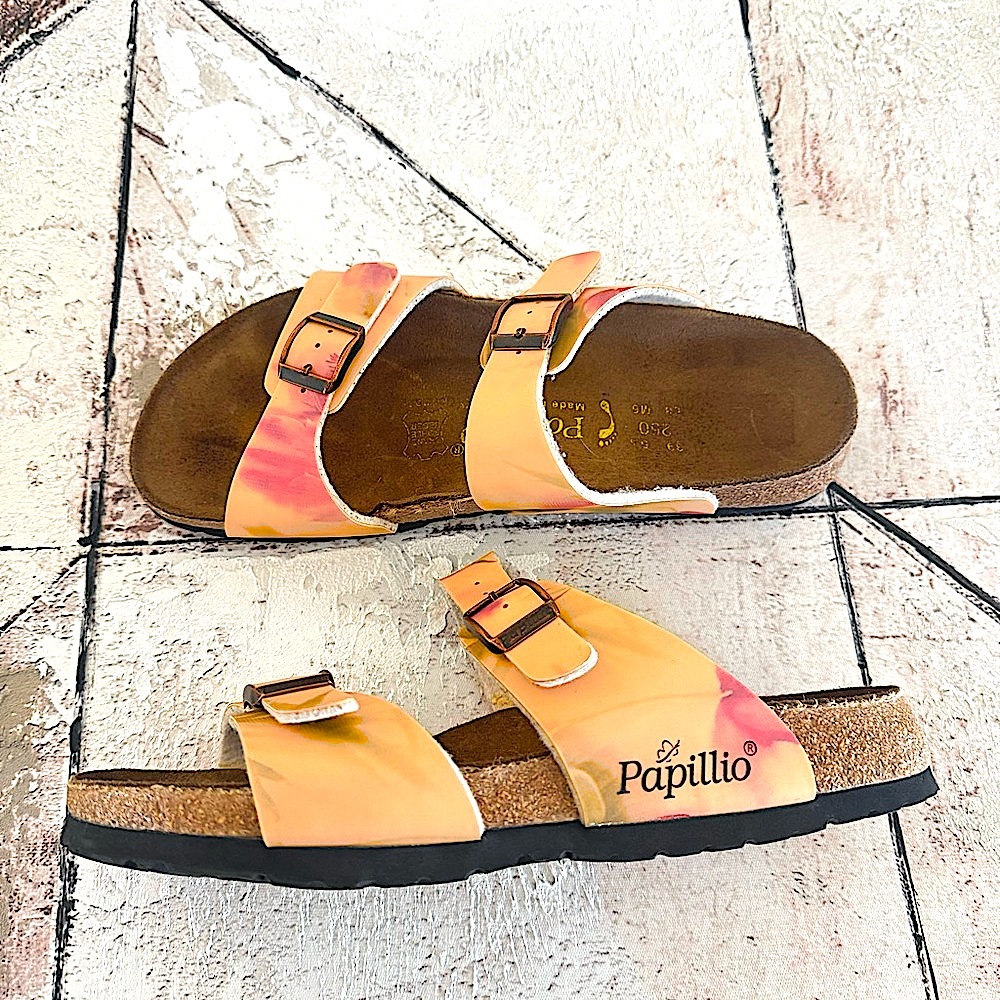 Papillio by Birkenstock Buckle Tie Dye Orange Sandals Size 39 Us 8.5
